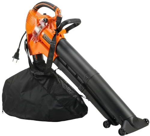 Outsunny Aspirateur-Souffleur de Feuilles Filaire 3000W 3-en-1 Broyage | Sac de Collecte 40L, 4 Roues, Sangle Réglable, Nettoyage Pelouse Patio Allée