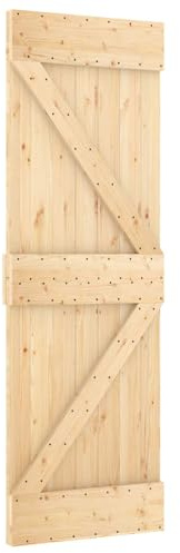 vidaXL Porte NARVIK Naturel 70 x 210 cm Bois de pin massif, Porte moderne rectangulaire élégante et gain de place, en bois de pin massif, séparateur pour l'entrée et la buanderie