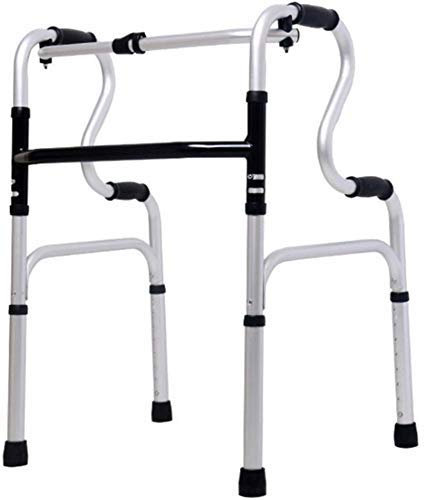 SGSG Sgabello Telaio da Passeggio Anziani Braccioli Doppi in Alluminio Quattro Piedi Asta Tonda Senza Ruote Camminatore disabili Altezza Regolabile Argento