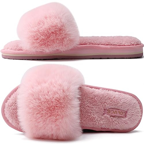 COFACE Pantofole Donna Ciabatte Pelose Donna Invernale Ortopedico Ciabatte da Casa Pantofole Pelliccia con Pelo Invernali Piatte Sandalo 37