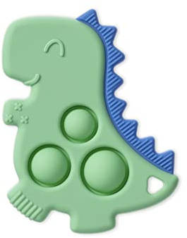 Itzy Ritzy Sensory Popper Toy for Babies - Itzy Pop Toy Features Raised Textures to Soothe Sore Gums, Relieve Stress & Improve Motor Skills - Baby & Toddler Fidget Toy for 3 Mo. & Up (Green Dinosaur)