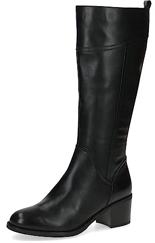 CAPRICE Bottes femme hautes à talons en cuir élégantes, Noir (Black Nappa), 37 EU