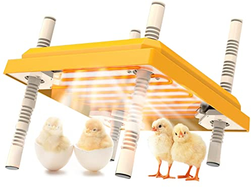 Plaque chauffante pour poussins, hauteur et angle réglables, alternative aux lampes chauffantes et poules, thermostat (25,4 x 25,4 cm) pour 15 poussins – Jaune
