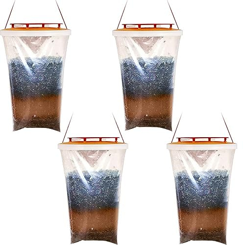 Atrapa Moscas trampa de Moscas Trampa para Moscas Desechable al Aire ​Libre para Granjas Jardin (4 paquetes)