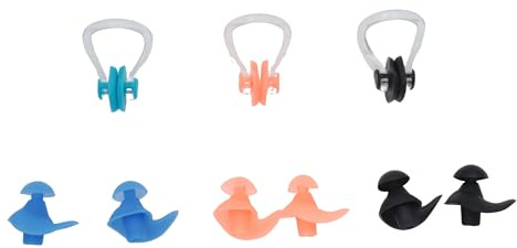 Ruwado 3 Pairs Nose Clips and Ear Plugs Silicone Soft to Wear Waterproof Reusable Nose Plugs for Swimming Training Surfing Adults Kids Ear Nose Protector