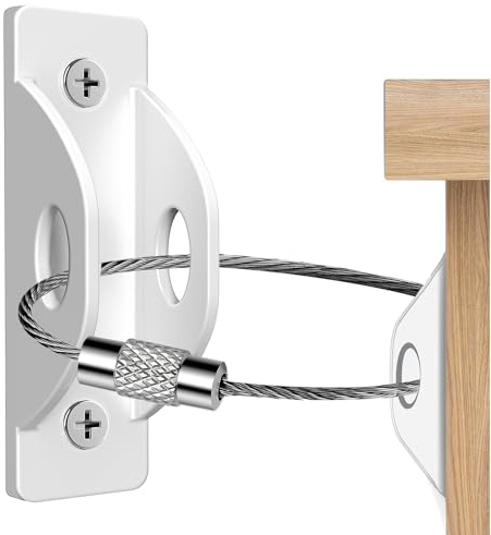 Cadriy Möbelanker (8 Packungen) Möbelgurte zur Babysicherung, sichern 204 kg Möbel an der Wand, verhindern Herunterfallen, Anti-Kipp-Erdbeben-Metallgurte für Kinder- und Haustiersicherheit, weiß