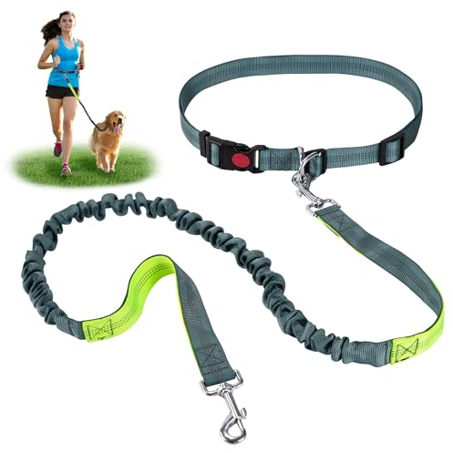Joggingleine für Hunde Einziehbare Hundeleine für Laufen mit Verstellbarer Gürtel Freihandleinen für Hunde Joggen, Wandern, Gehen