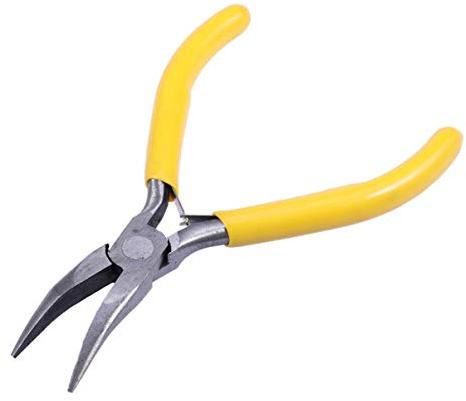 ABOOFAN Alicates De Punta Curva De Acero Al Carbono Para Joyería y Bricolaje, Color Amarillo, Mini Tamaño, Con Plana, Herramienta Para Manualidades y Reparación, Uso Profesional y Hobby