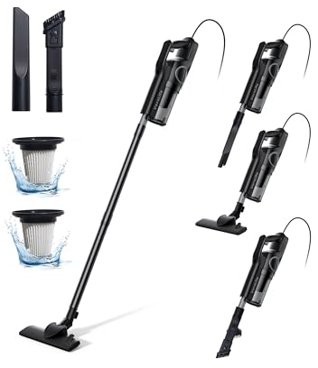 VersLife C8 Aspiradora con Cable- Succión Potente 20000Pa Aspiradora Vertical, Cable de 5m, Aspirador Escoba Ideal para Alfombras y Suelos, Incluye 2 Accesorios y Enrollador de Cable