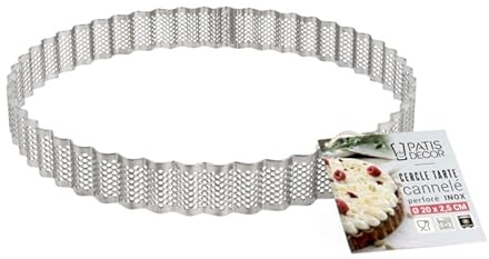 Cercle à tarte cannelé perforé inox H 2,5 cm Ø 20 cm