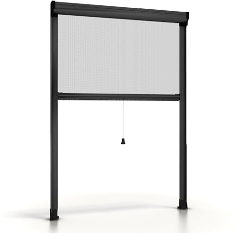 ESTO Zanzariera a Rullo per Finestra Tagliabile in Altezza e Larghezza - Telaio in Alluminio, Diverse Misure e Colori, Rete Anti-Insetti per Finestre Scorrevoli e a Battente (Antracite, 100 x 160 cm)