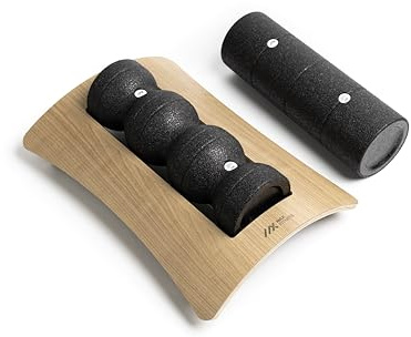 PickUp - Rodillo de masaje fascial fijo para masaje de piernas y espalda, madera de haya de alta calidad, con 2 rodillos para fascia, fabricado en Alemania