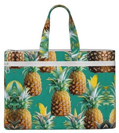 SDEGTHO Tropical Pineapple Hawaiian Zippered Document Bag With Handle For Carrying Paper Files Books Filing Folder