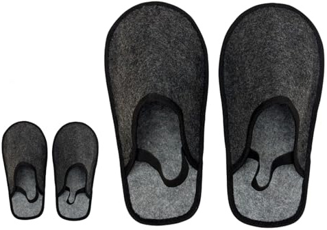 Xlabor Set di 2 paia di pantofole da museo in feltro, con elastico, per proteggere il pavimento da sporco e graffi, pantofole artigianali, in feltro, Set da 2 paia grigio scuro, 47/50 EU