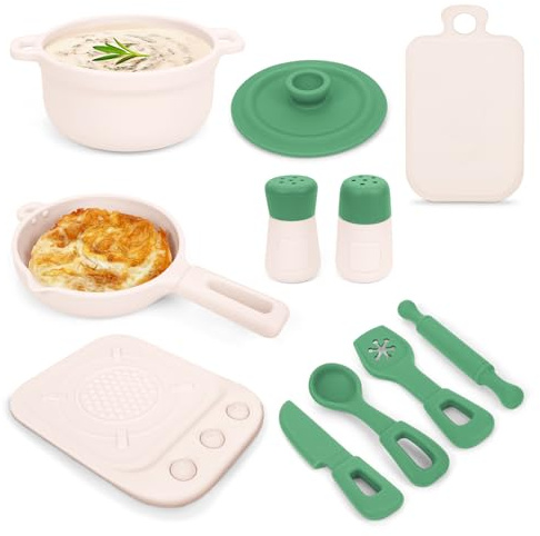 TYRY.HU Ensemble de Cuisine en Silicone pour Enfants,Accessoire Cuisine Enfant,Set de Ustensiles de Cuisine Jouet,Chef Jeu de rôle pour Garçons et Filles Jeu d'imitation Éducation Jouet 1-3 an