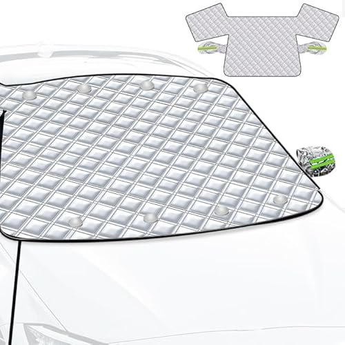 GOEDCH Housse de pare-brise d'hiver Protection contre la neige Avant : Couverture de pare-brise universelle épaisse pour voiture hiver avec 8 aimants, couverture de pare-brise pliable, anti-gel pour