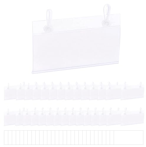 WYAN 30 pz Porta Prezzi per Negozio Mensole, Trasparente Supporto, Porta Etichette Trasparente 10 x 5.5 cm, Porta Prezzi Trasparente tag per visualizzare i prezzi(Formato Orizzontale)