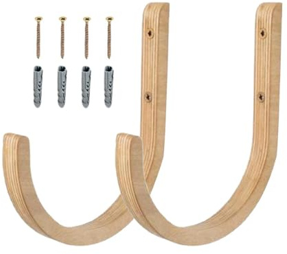 Juego de estantes de madera para esterilla de yoga, soporte de almacenamiento de pared de 9.84 pulgadas con tornillos, organizador de accesorios de fitness de 2 piezas para bandas de resistencia