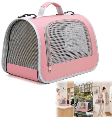 Cat Carrier, Breathable Pet Carrier Bag Guinea Pig Travel Carriers Bag Portable Travel Pet Handbag with Mesh Windows for Small Medium Cats Puppies Airline Approved