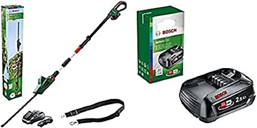 Bosch Home and Garden 06008B3000 - Tijeras Cortasetos Telescópicas (1 Batería, Sistema De 18 V, En Caja) + Bosch Batería De Litio De 18 V / 2,5 Ah [Power For All]