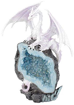Nemesis Now Figurine de Dragon de 22 cm posée sur Une géode - Taille Unique - Blanc