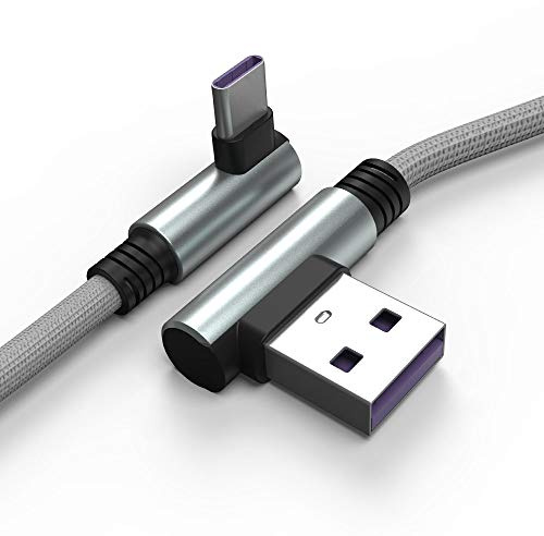 TECHGEAR Cavo USB di tipo C ad angolo retto da 90 gradi di sincronizzazione e ricarica rapida compatibile con Samsung S25 S24 S23 S22 S21 A15 A36 A55 5G, Pixel 9 8 7, OnePlus, Oppo Find X8 X5, Redmi