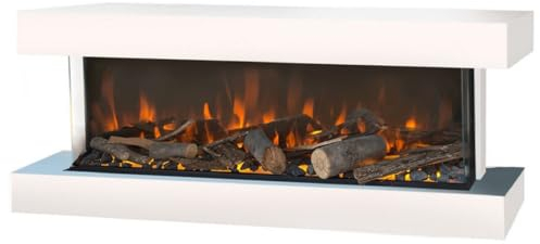 Casa Padrino Lyxig LED elektrisk väggkamin vit 113,5 x 32 x H. 47 cm – modern elektrisk eldstad med fjärrkontroll – lyxig samling