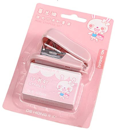 angelle Portable Stapler Set 400 Pcs 24/6 Staples Mini Handheld Stapler with Staple Remover Ergonomic Grip for Student Teacher mini stapler swingline, Pink