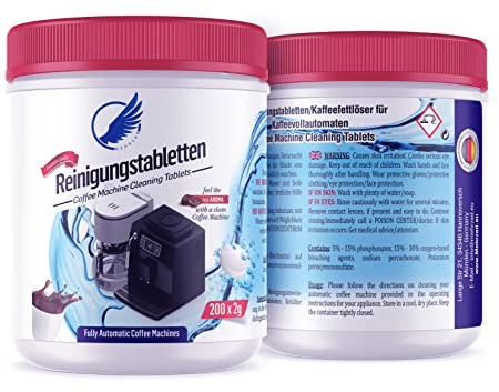 Lot de 200 pastilles de nettoyage pour machines à café et machines à café compatibles avec toutes les machines Siemens EQ-Series, Bosch, Jura, Philips, Krups, Miele, Melitta - Fabriqué en Allemagne