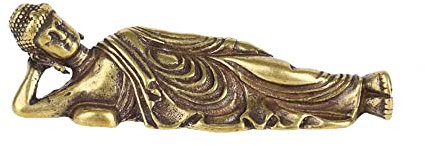 Wresetly Mini Golden Reclining Buddha Statue Buddha Sculpture Figures Copper Pure Measuring Decoration Buddha