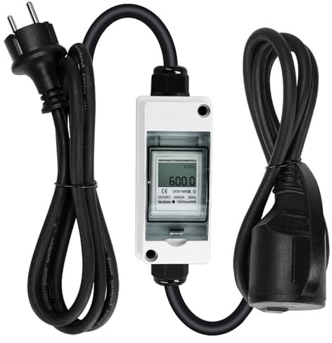GTYORUS Contatore elettrico digitale portatile 80 A 220 V Il misuratore di corrente mobile Outdoor KWH con IP65 impermeabile, calibrato con reset, cavo tubo di gomma portatile per camper veicoli