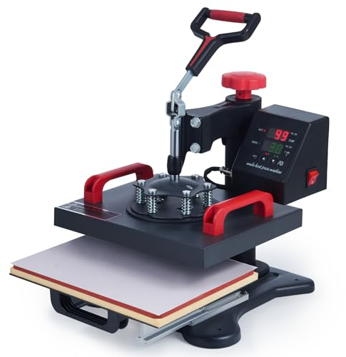 CREWORKS 30x23CM värmepress 12x9 900W 360° roterande med multifunktionell digital kontroll, mångsidig dubbelrörsvärme för skjortor, örngott, musmattor, väskor
