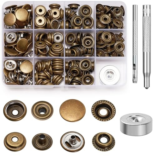 Amentalove 260Pcs Corchetes de Presion Metalicos,15mm Botones de Presion, Botones a Presion, Kit Cierre a Presión con 3 Herramientas, Corchetes de Presion Metalicos para Bolsos Jeans Ropa Tela