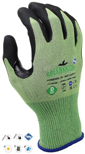 MCR Safety GREENKNIGHT Gants anti-coupures de qualité supérieure/Taille 10/1 paire/Haute protection contre les coupures D/Compatible avec écran tactile/Gants de travail Gants de montage /