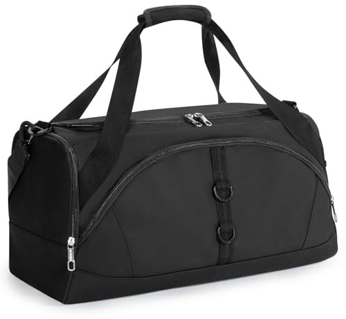 Rieeyrslza Sporttasche für Damen und Herren 40L Reisetasche Duffel Bag mit Schuhfach Übernachtungstasche mit Nassfach Fitnesstasche, Stamm Hilfsband, Verstellbarer Schultergurt (4197# Schwarz)