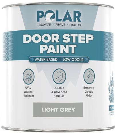 Polar Door Step Paint Light Grey, 750ml - RAL 7035 - Water-Based, Long-Lasting & Scratch Resistant - For Exterior Use