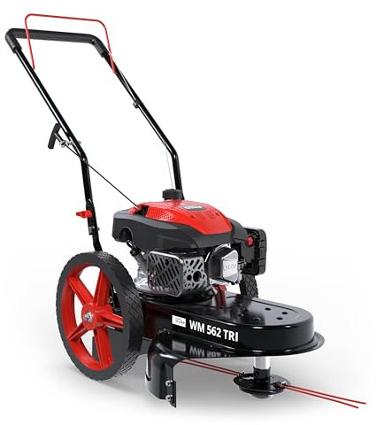 Güde Wiesenmäher WM 562 TRI (4-Takt Power-Engine Motor 3,0/4,0 (kW/PS), 170 cm³ Hubraum, Schnittbreite 56 cm, Schnitthöhe 35-95 mm, 4 mm Doppelfaden, höhenverstb. Fahrbügel, inkl. 4 Ersatzfäden)