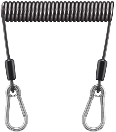 Diogeynu Cordón de pesca retráctil en espiral con mosquetón, herramienta multiusos, cuerda elástica antipérdida para pesca