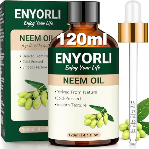 ENYORLI Olio di Neem 120ml Spremuto a Freddo per Capelli Pelle Unghie
