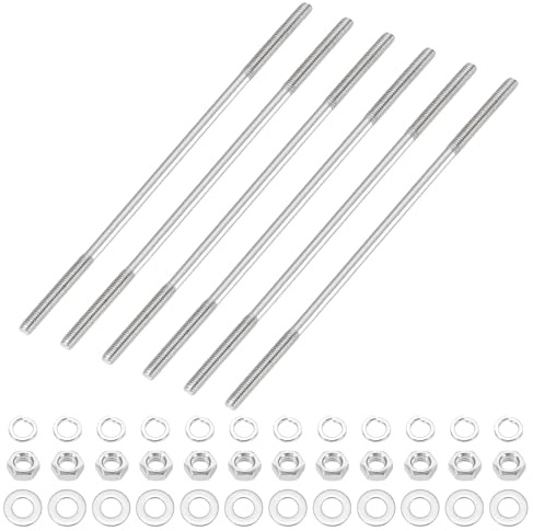 sourcing map 6Set M3x120mm Double Ended Stud Screws, 304 Stainless Steel Dual Threaded Rod Bar Bolts Studs with Nut Washer for House Maintenance Structural Anchoring Fastening Screw