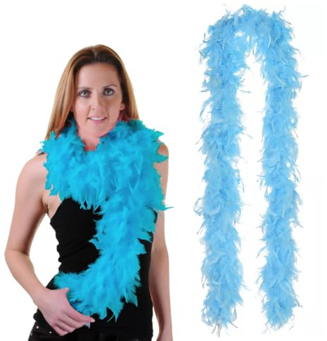 DOKRIN oas de déguisement pour enfants,Bandes de plumes de dinde bleu clair de 2 m, grands boas en plumes, parfaits pour les décorations de mariage et les bouquets faits maison
