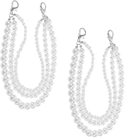 ORFOFE Ciondolo Decorativo per Scarpe con Catena da Donna Perle Finte Lucide Accessorio per Scarpe da Ginnastica Stivali e Calzature Eleganti Chiusura Sicura e Rimovibile
