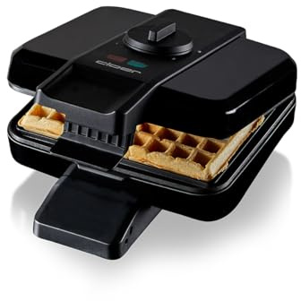 Cloer 1420 Piastra per waffle belgi per 2 waffle belghe 9 x 15,5 cm, piastra doppia con rivestimento antiaderente senza PFAS, grado di doratura regolabile in modo continuo e spia luminosa, 1000 W