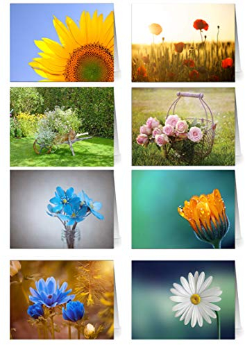48 Grußkarten Blumen Klappkarten mit 48 Umschlägen Blumen & Garten