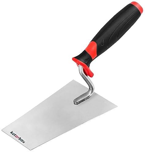 KOTARBAU® Edelstahl Trapezkelle 140 mm x 60 mm Maurerkelle mit Gummigriff Putzkelle Stukkateurkelle Stukkateurspachtel unabdingbar für Mauererarbeiten