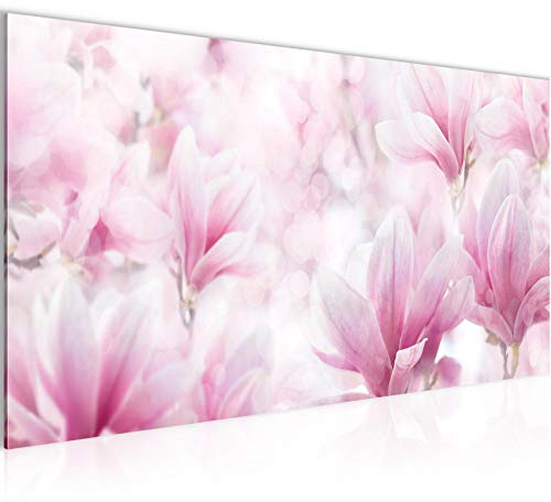 Bilder blommor magnolia väggmålning 100 x 40 cm fleece – canvas bild XXL format väggbilder lägenhet deco konsttryck – tillverkad i Tyskland – redo att hängas upp 033312b