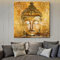 HWNU Wandkunst Bilder Leinwand Gemälde Gold Buddha Kopf auf Leinwand Wohnkultur Wandposter Buddha Drucke für Wohnzimmer Wanddekoration Rahmenlos (no frame 60x60cm)
