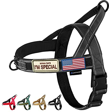 Annchwool No Pull Dog Harness with Soft Padded Handle,Reflective Strip Escape Proof and Quick Fit to Adjust Dog Harness,Easy for Training Walking for Small & Medium and Large Dogs(Black,XL)