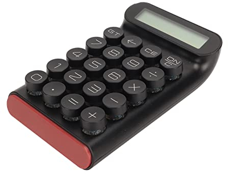 Elektronischer Taschenrechner, 20 Tasten, Retro-Tastenkappen, Abnehmbarer Mechanischer Taschenrechner, 10-stelliger LCD-Display-Tischrechner, für Business Office School Calculation (Schwarz)