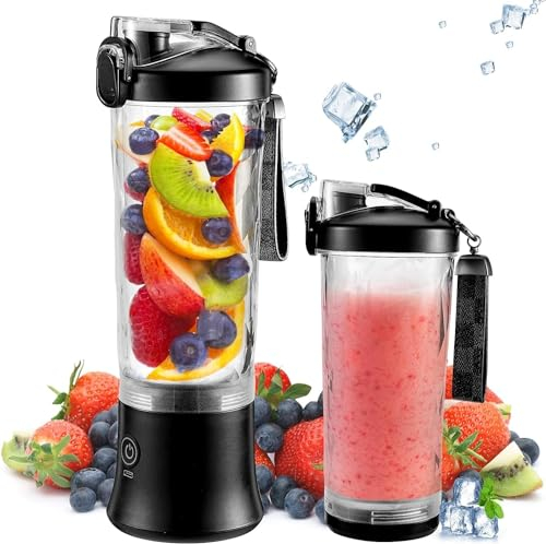 zootop Portable Blender Personal Blender for Shakes and Smoothies Waterproof Smoothie Juicer Cup 600ML Multi-Function Juice Cup Rechargeable with Brush Straw for Office Sports Outdoors Gym Kitchen